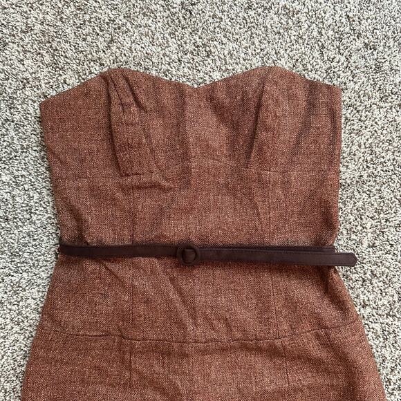 Hello Molly Anthropologie brown strapless midi dress size 4 NWT - Picture 3 of 9